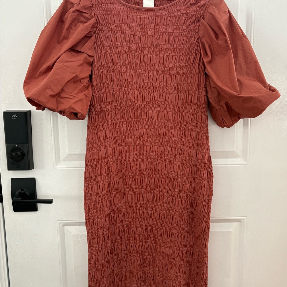 H&M Terracotta Puff Sleeve Dress